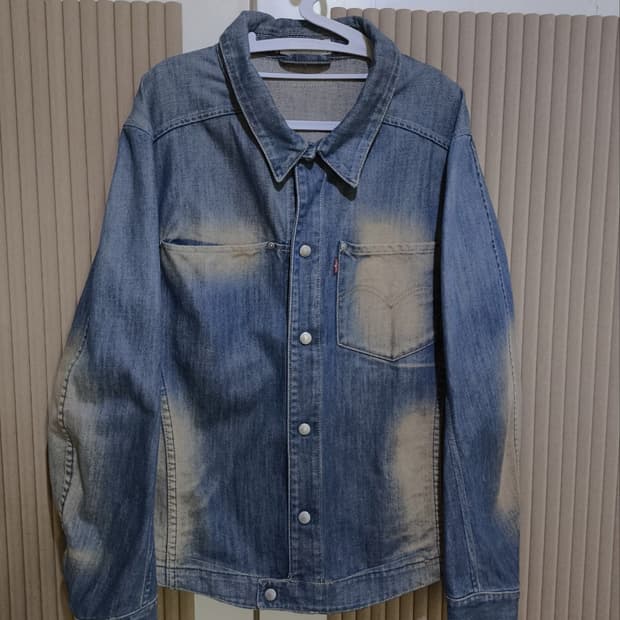 리바이스 엔진 데님자켓 샌드워싱