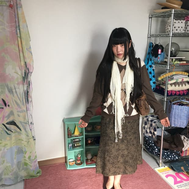 빈티지 아이보리 스카프