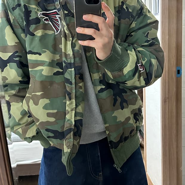 올드 NFL 애틀란타 팔콘 카모 퀄팅 자켓 라지