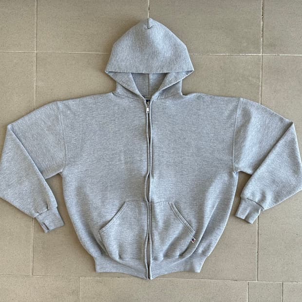 90s 빈티지 러셀 후드집업 그레이 XL