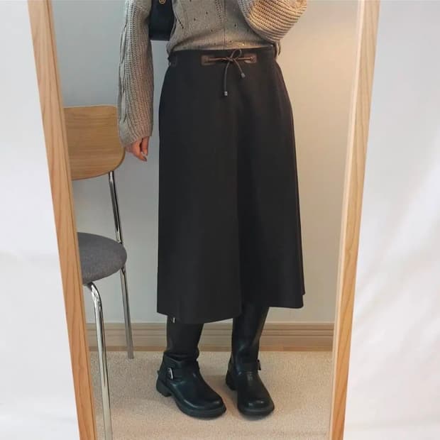 (67-96)PRENDANG 쁘렝땅 울 모직 스커트 브라운