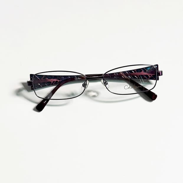 Cole Haan 슬림 스퀘어 딥퍼플 메탈 프레임 빈티지 안경