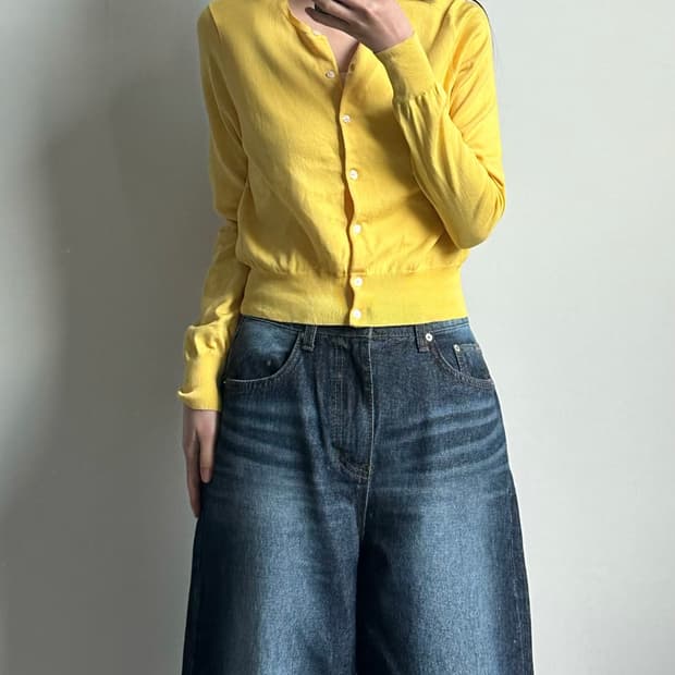 폴로 랄프로렌 옐로우 니트 가디건