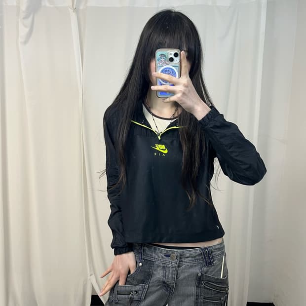 Nike black neon anorak windbreaker