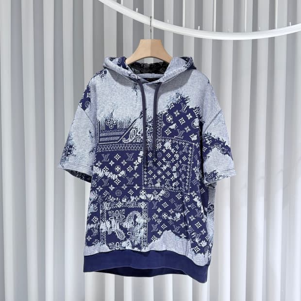 2XL / 루이비통 모노그램 반다나 니트 반팔 후드 