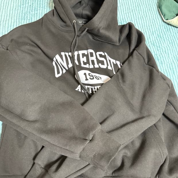 기모 블랙 후드티