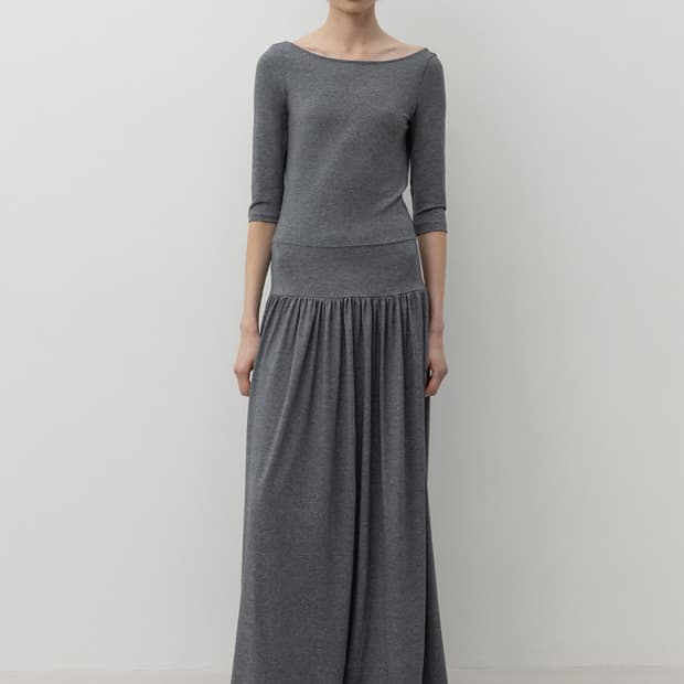 LFM Open-Back Jersey Dress Grey