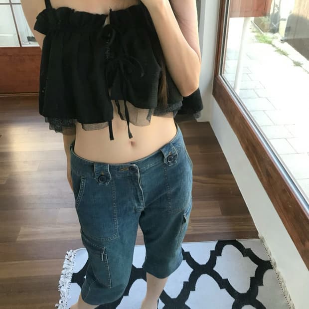 vintage black ruffle sleeveless