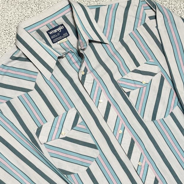 90s Wrangler 랭글러 빈티지 스트라이프 웨스턴 셔츠