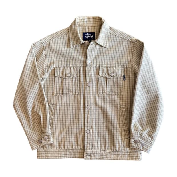90-00s Stussy square checked work jacket