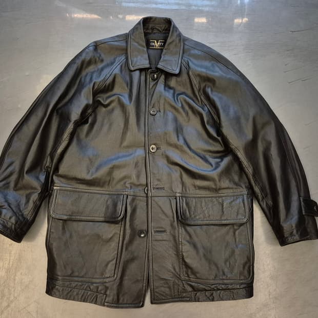 90s CRAFTY 양가죽 하프 코트