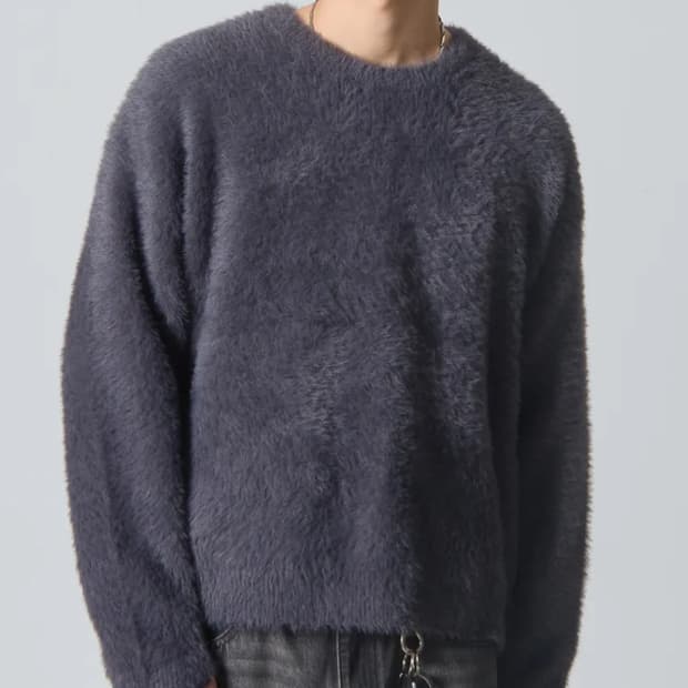 디미트리블랙 에센셜 헤어리 라운드 니트  차콜 그레이 2사이즈