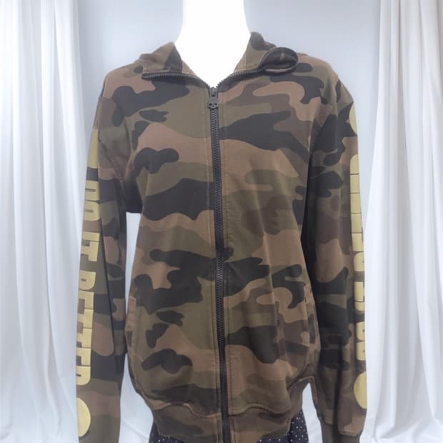 빈티지 y2k 카모 세미펑크 후드집업