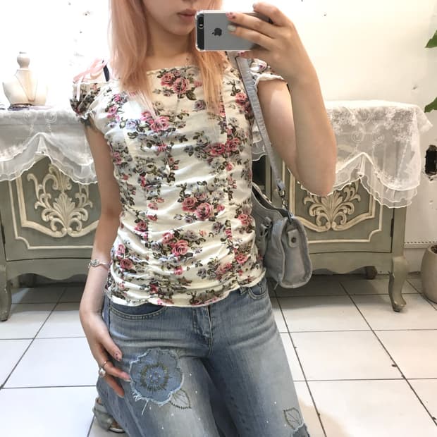 lest rose 레스트로즈 오프숄더 셔링탑