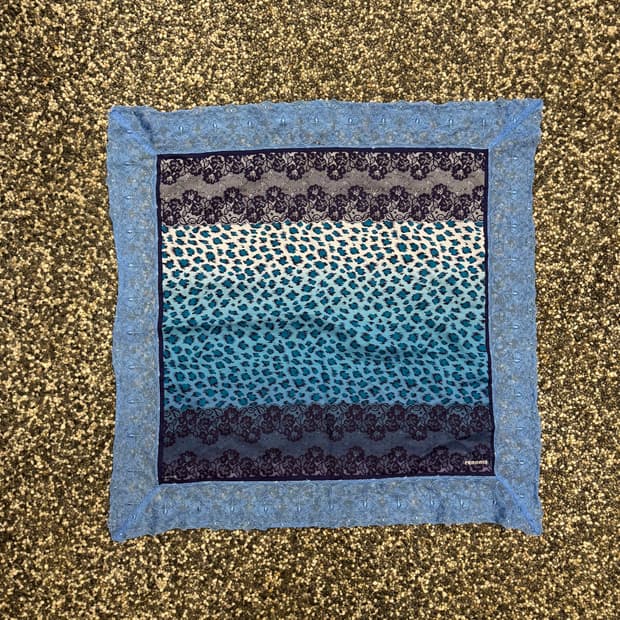 빈티지 레이스 트림 레오파드 스카프 반다나 (66x66cm)