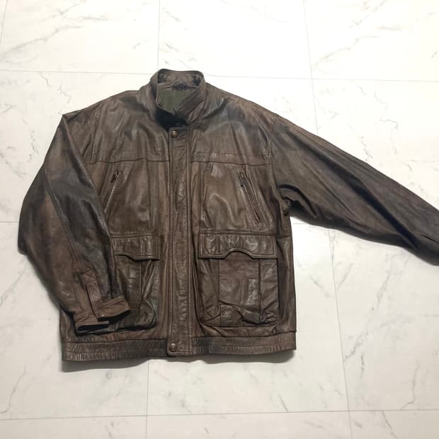 90s 스탠드카라 양가죽 램스킨 필드 봄버 자켓 105-110