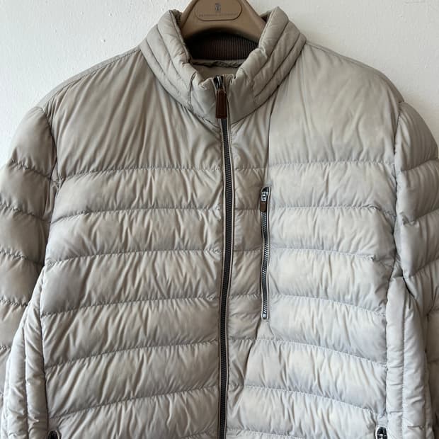 올젠 남성 베이지 구스다운패딩 간절기점퍼