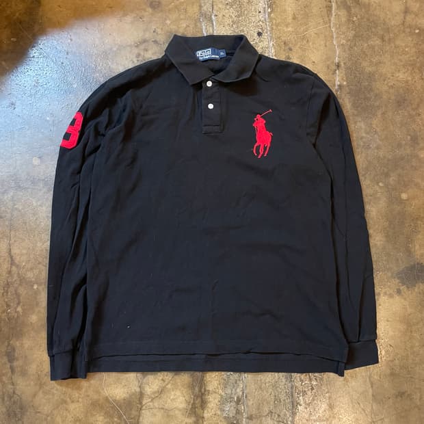 폴로 랄프로렌 레드 빅포니 PK 긴팔티셔츠 블랙