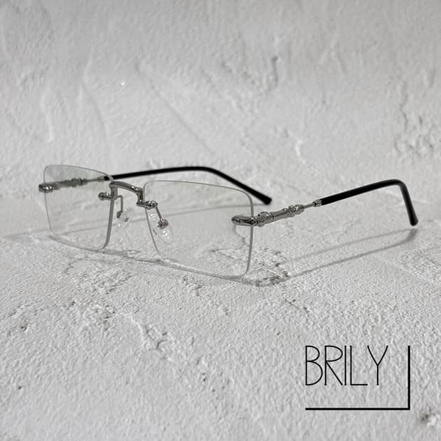 [Unisex] BEN2 부바 크롬 디테일 긱시크 무테 안경 실버