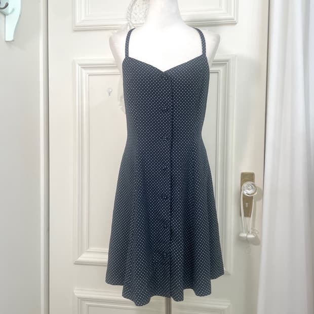 navy dot button point summer opc(size-9)