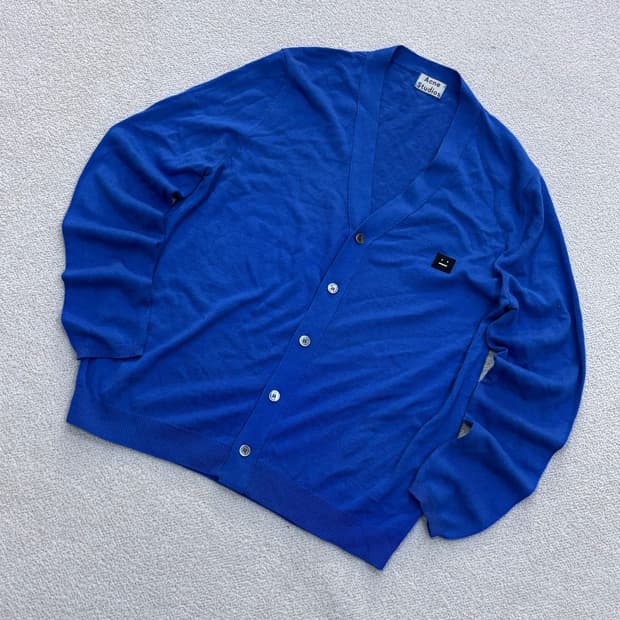실측확인 빈티지 스몰네모패치 가디건 0429E