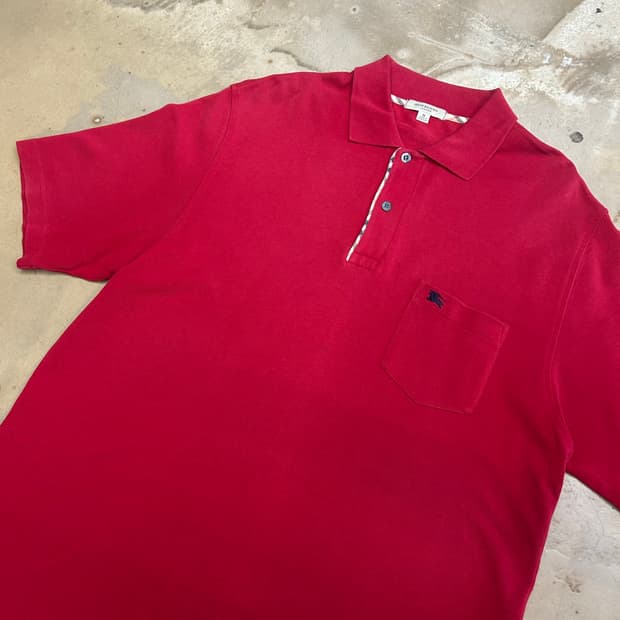 M 버버리 블루 카라 반팔 티셔츠