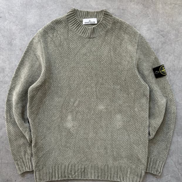 Stone-Island 스톤 아일랜드 와펜 세이지그린 모크넥 스웨터