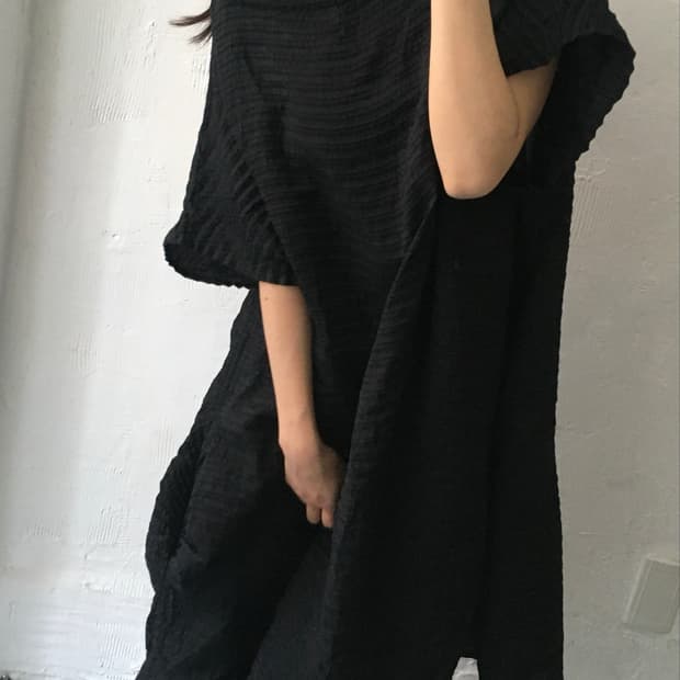 ISSEY MIYAKE 이세이미야케 블랙 플리츠 롱 원피스