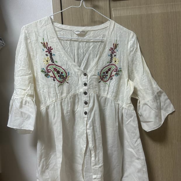 하구미 빈티지 모리걸 자수 블라우스
