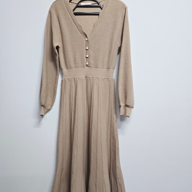 더아이잗 니트 롱 원피스 브이넥 ㅡ프리