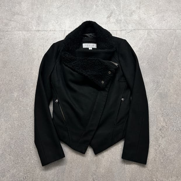 사선 하이넥 울 블렌드 자켓