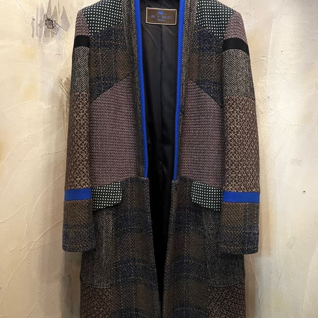 에트로  멀티 헤링본 롱코트