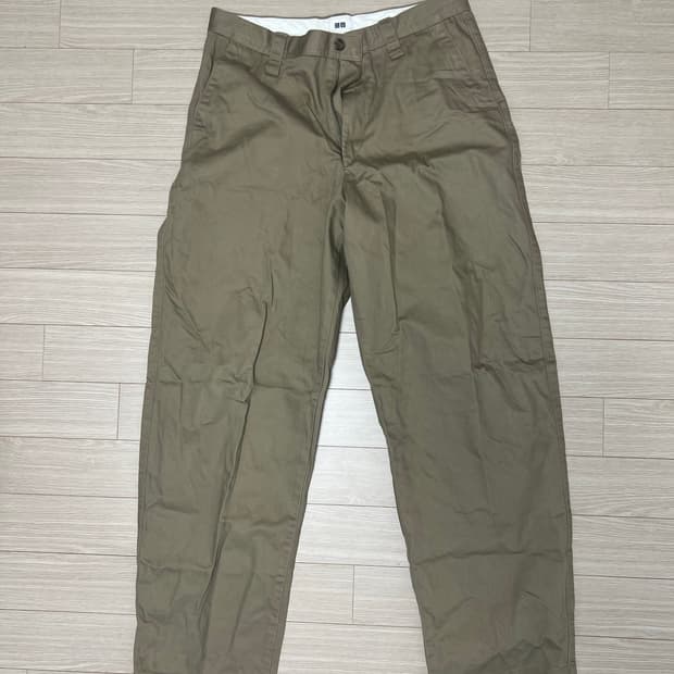 유니클로 u 와이드핏치노 긴기장 브라운