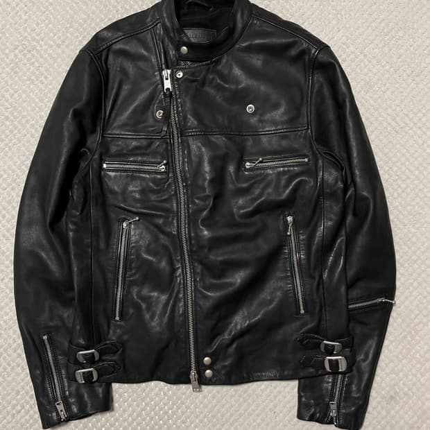 ALL SAINTS 웨스턴 무드 2WAY 양가죽 클라인 바이커 레더 