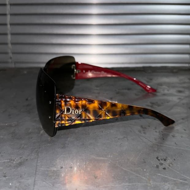 00s 디올 XL 치타 프린트 빅 선글라스