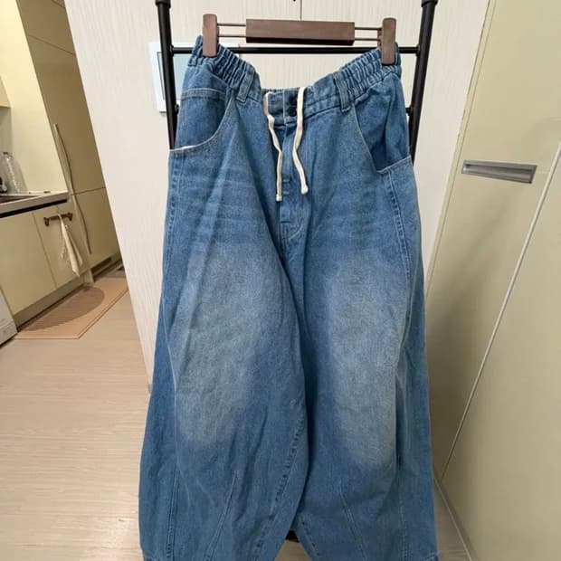 앵글런 반전 데님 벌룬팬츠