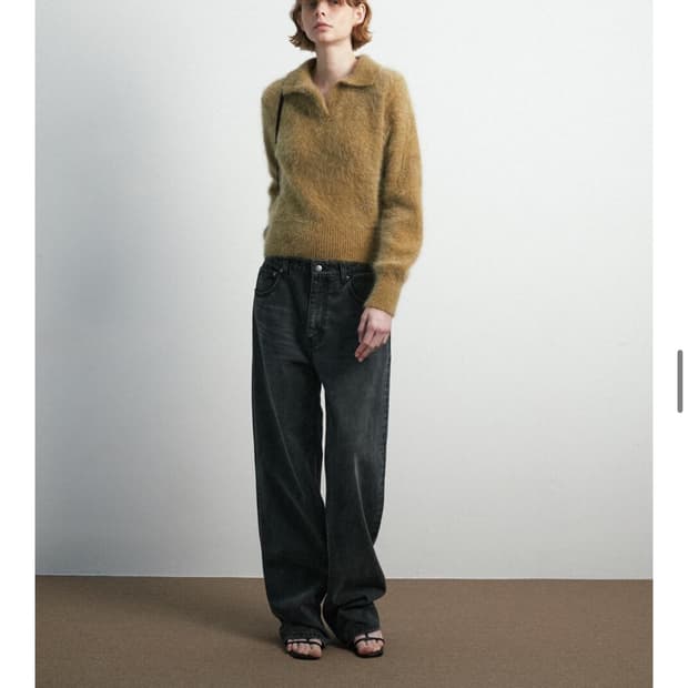 문선 Premium Angora Collar Knit / Mocc