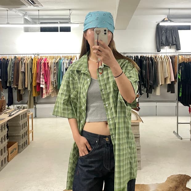 WRANGLER ombre check western shirts 옴브레
