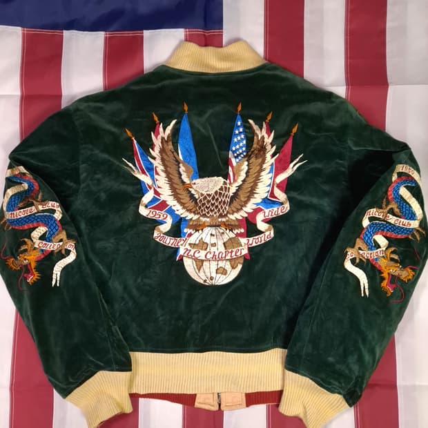 80's 일본판 오리지날 니콜클럽 벨벳 수베니어 리버서블 스카쟌