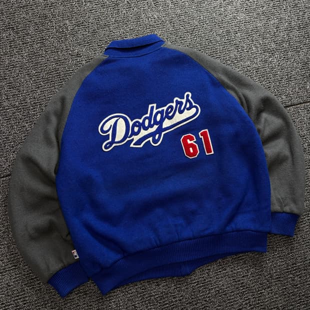 00s F&F LA 다저스 빅로고 니티드 바시티 자켓 1657
