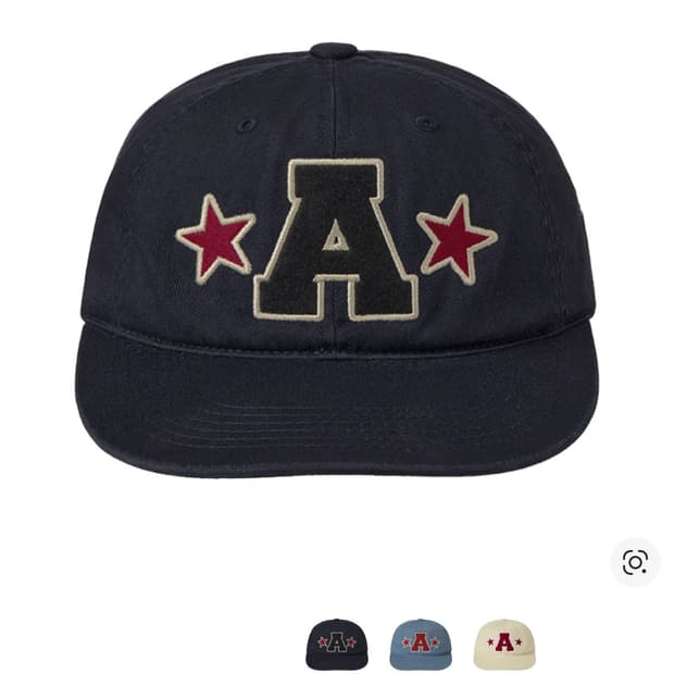 aeae 워시드 캐피탈 로고 캡 아쿠아 네이비