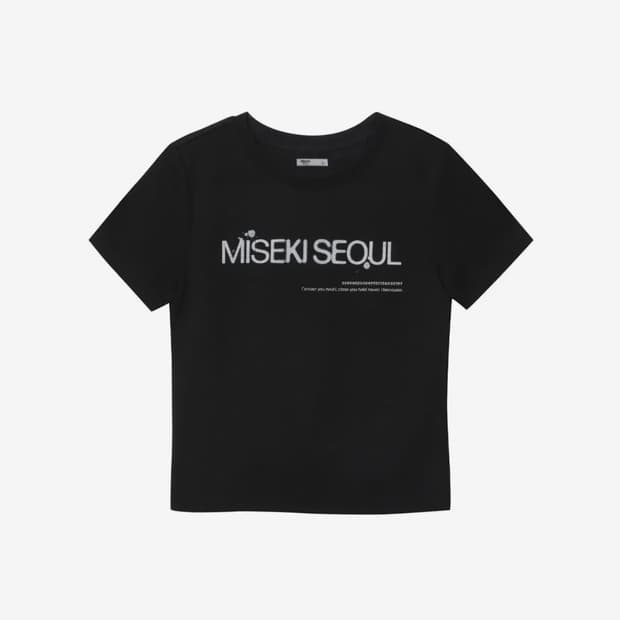 미세키서울 로고 숏 슬리브 블랙 반팔 티셔츠