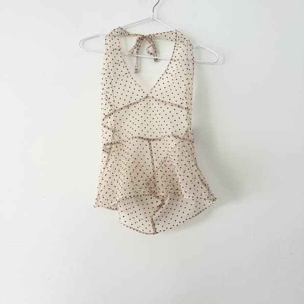 Dot sheer layer vest / beige