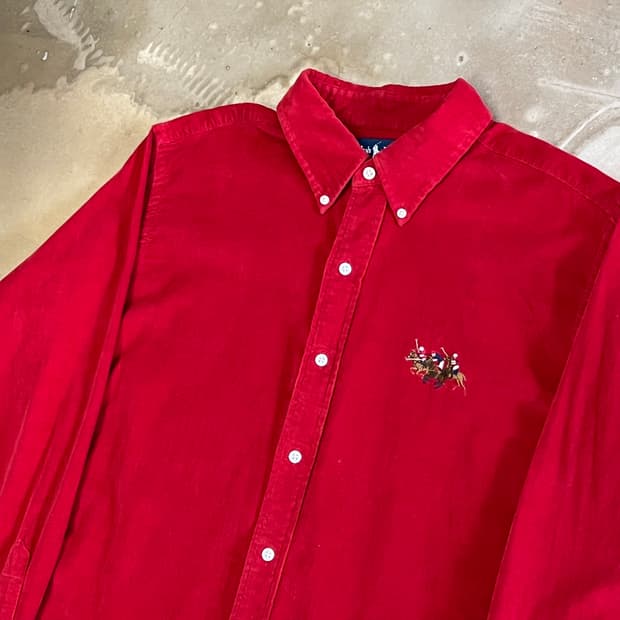 XL 폴로랄프로렌 기마로고 코듀로이 레드 셔츠 