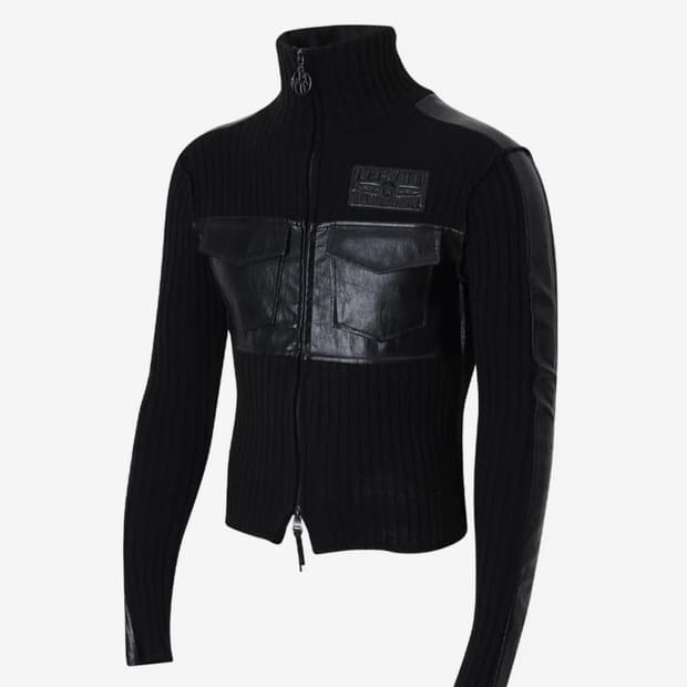 레씨토(Fabric Mix Neck Zip Up_[Black])