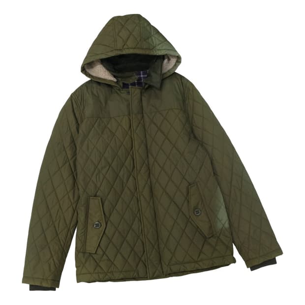 베네통 페이딩 빈티지 퀼팅 양털 후드 자켓