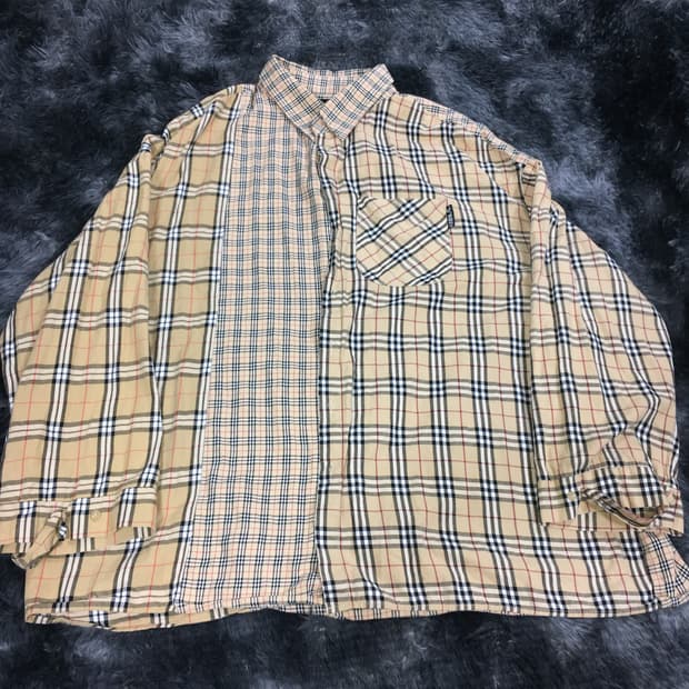 투티/0395 AJOBYAJO 오버핏 노바 체크 셔츠 패치 워크 패턴