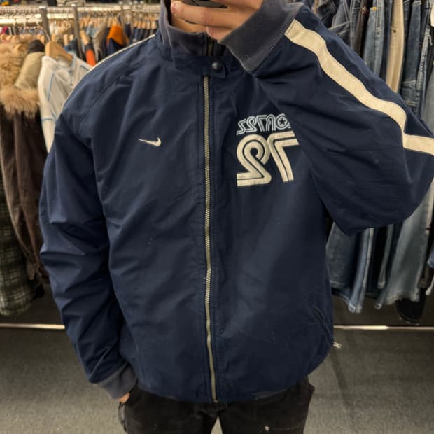 XL)00’s나이키 빈티지 올드스쿨 COR72 네이비 봄버자켓