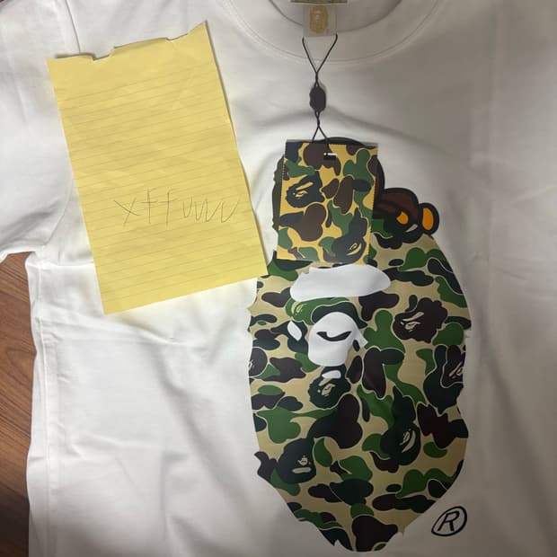 베이프 ABC 카모 마일로 온 빅 에이프 티셔츠 화이트 그린