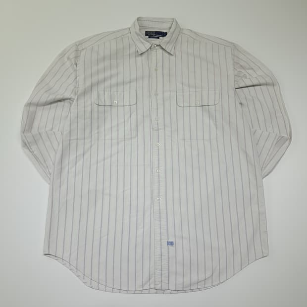 CK089 L 폴로 90s 싱가포르판 올드스쿨 스트라이프 워크 셔츠 남